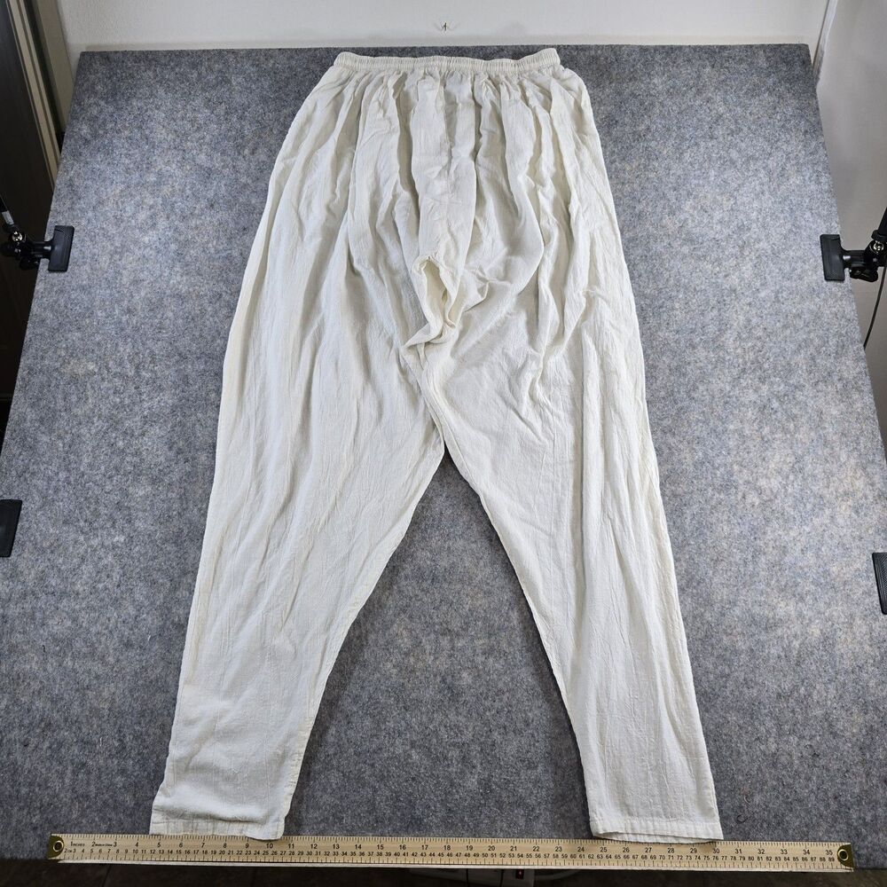 Vintage International Male XXL Harem Pants Ivory Drop Crotch 100% Cotton USA - Picture 2 of 11